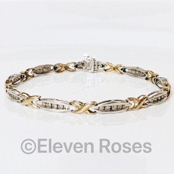 10k Gold 1.0 CTW Diamond X Station Tennis Bracelet - Picture 8 of 8